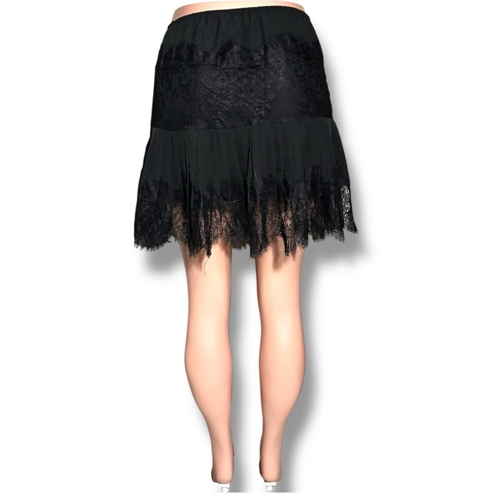Unbranded Size Small Chic Black Lace Tiered Elastic Waist Slip Style Mini Skirt - Picture 5 of 14